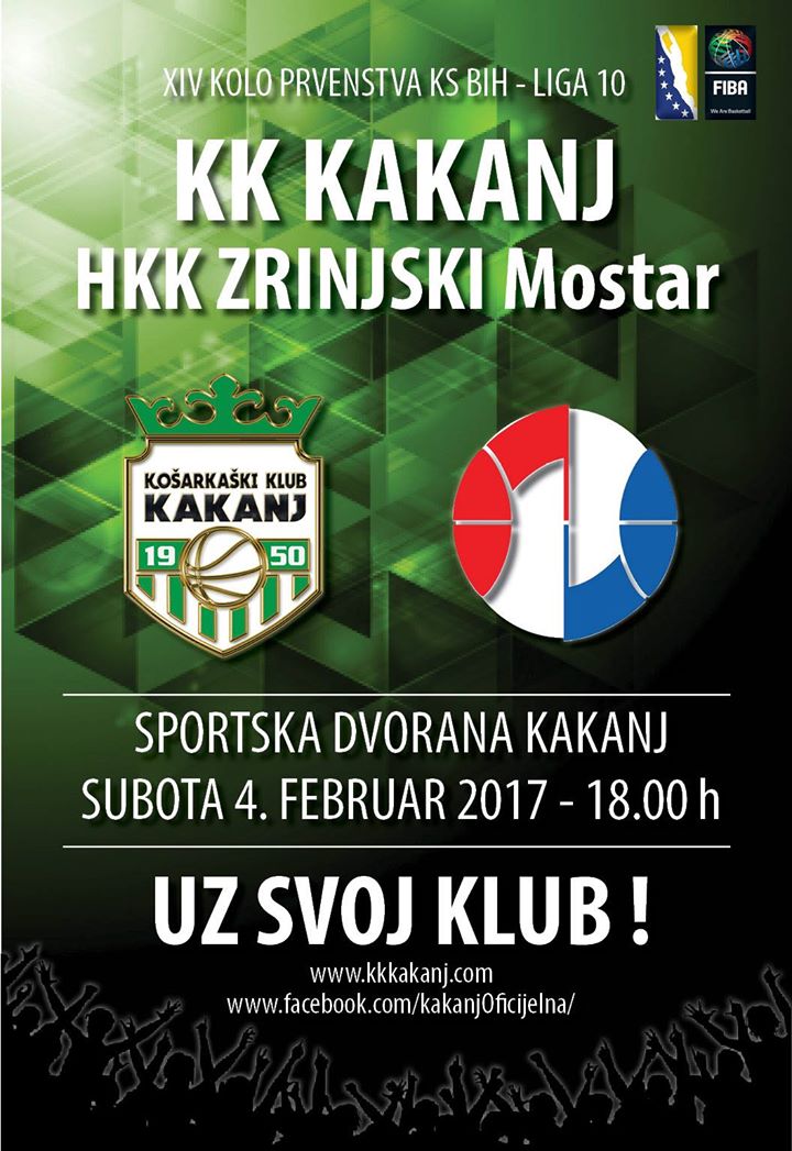 U subotu svi u Sportsku dvoranu KSC Kakanj: KK “Kakanj” – HKK “Zrinjski”