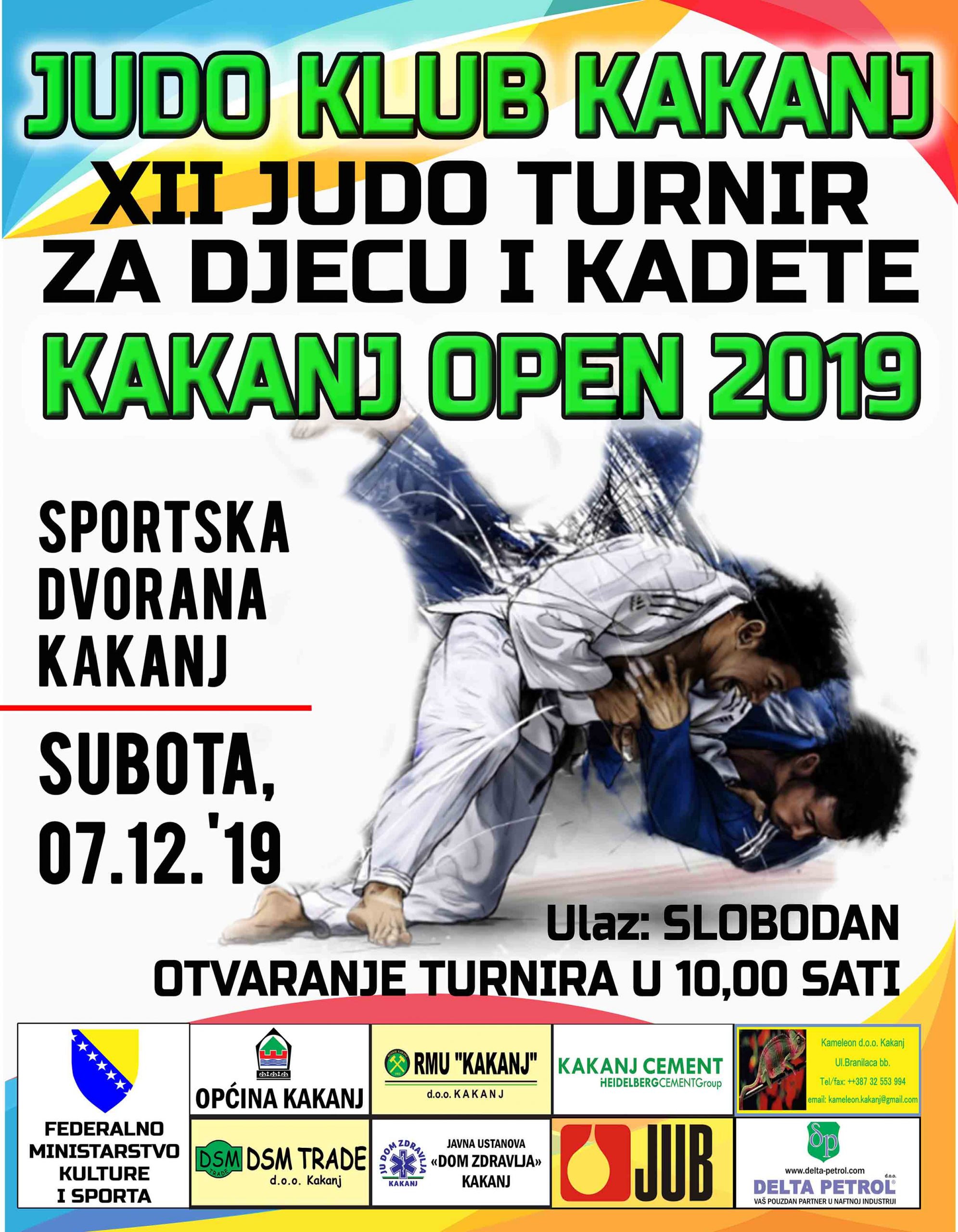 U subotu XII Judo turnir za djecu i kadete “Kakanj Open 2019” u Sportskoj dvorani KSC