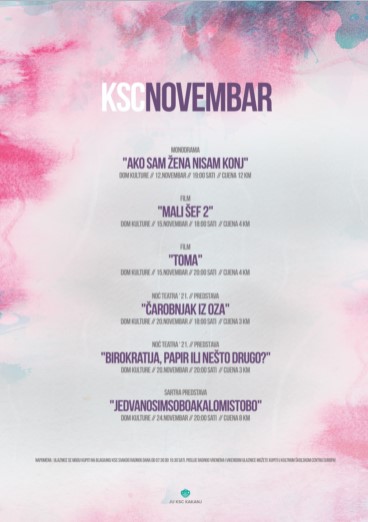 Raspored aktivnosti u JU KSC Kakanj za mjesec novembar