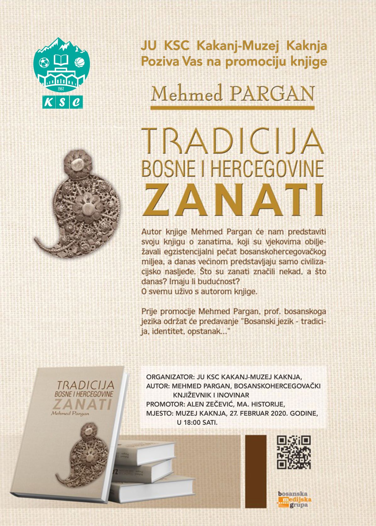 Najavljujemo promociju knjige “Tradicija Bosne i Hercegovine – zanati” u Muzeju Kaknja